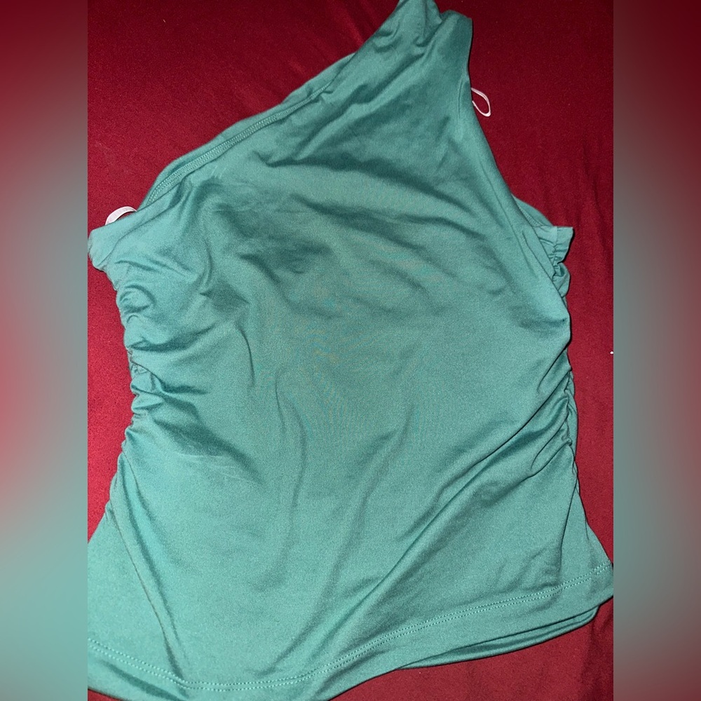 Guess Teal One-Shoulder Blouse - Picture 4 of 8